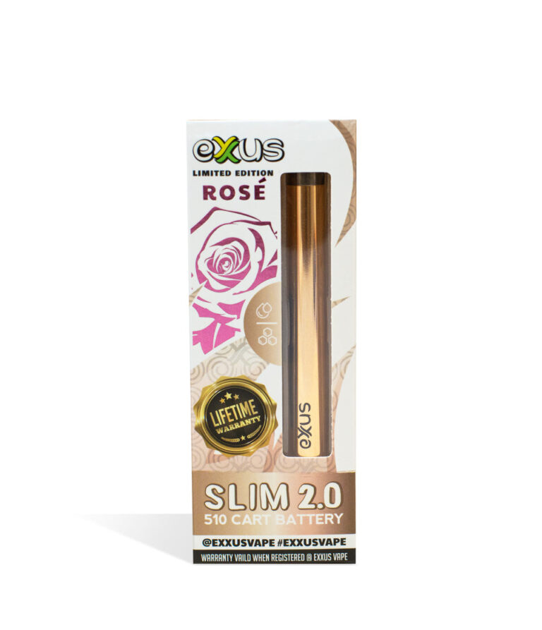 Rose Exxus Vape Slim 2.0 510 Thread Battery single pack on white background