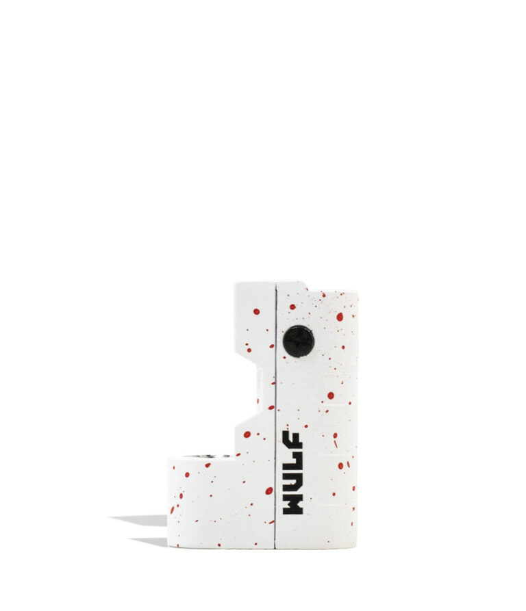White Red Spatter Wulf Mods Micro Max 2g 510 Thread Battery on white background