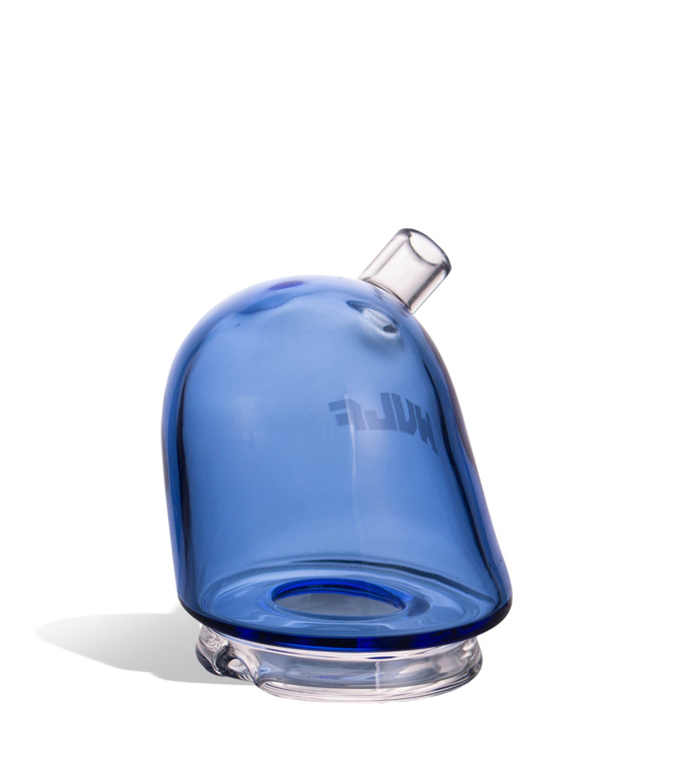 WULF Link Puffco Peak glass attachment in blue, angled view showing the mouthpiece