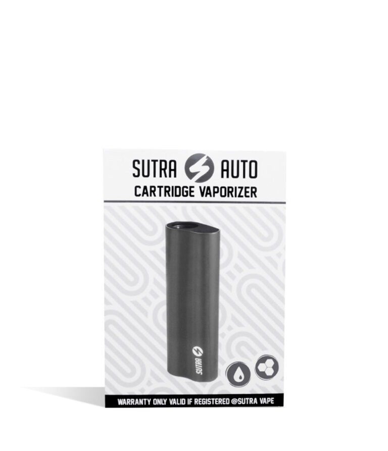 Gunmetal packaging Sutra Vape Auto 510 Thread Battery on white background