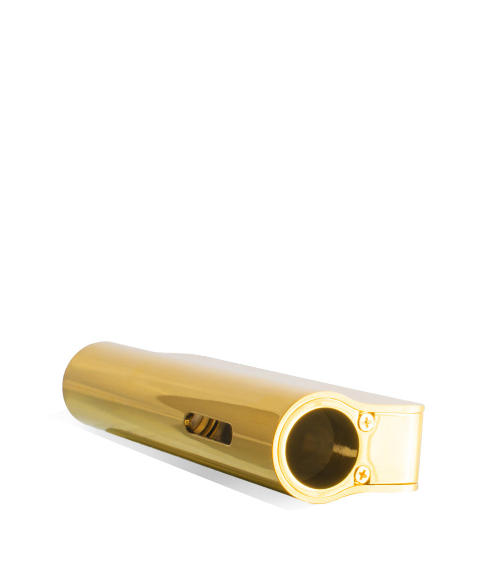 Gold open chamber Exxus Vape Snap VV 510 Thread Battery on white studio background