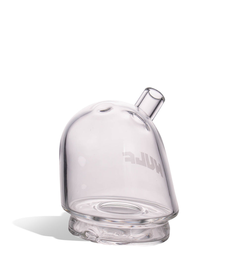 WULF Link Puffco Peak glass attachment in clear, angled view showing the mouthpiece