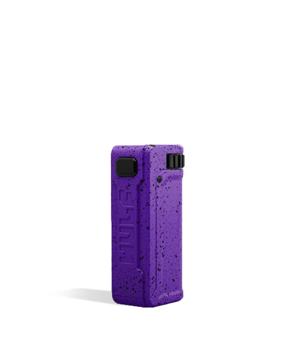 Purple black spatter side Wulf Mods UNI S Adjustable 510 Thread Battery on white background
