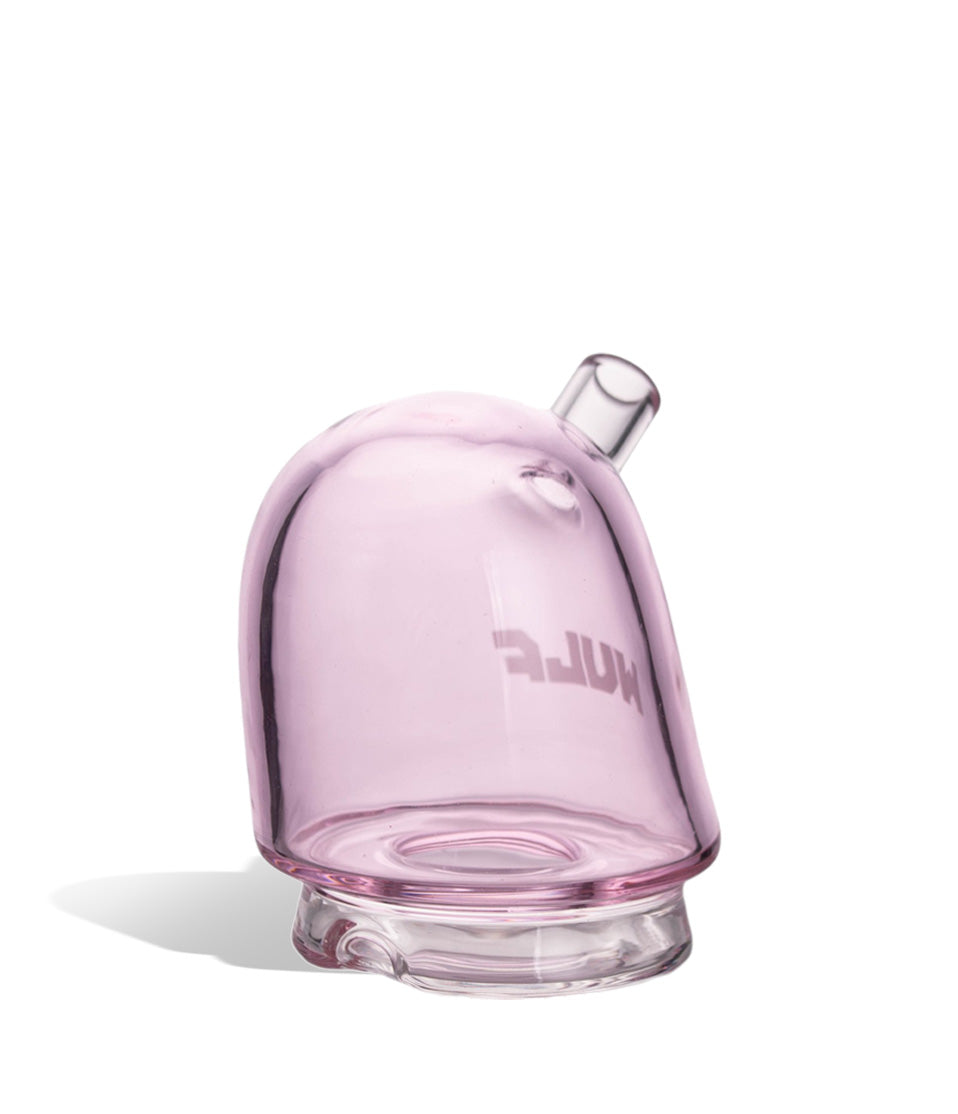 WULF Link Puffco Peak glass attachment in pink, angled view showing the mouthpiece