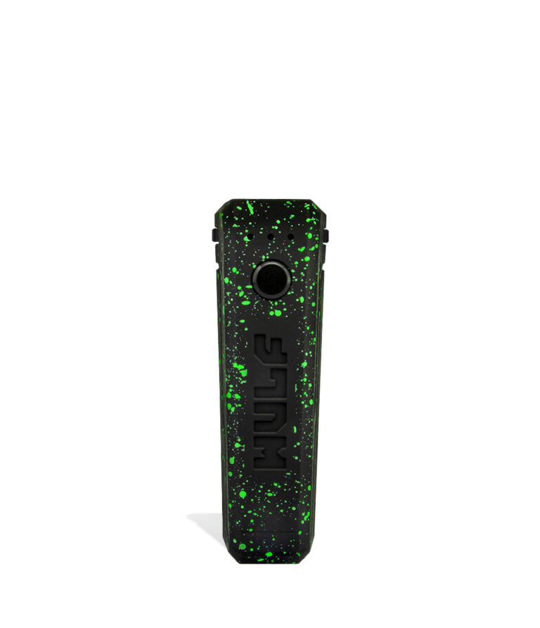 Black Green Spatter face Wulf Mods UNI Adjustable 510 Thread Battery on white studio background