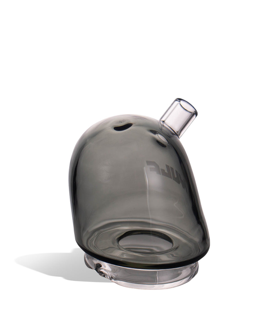 WULF Link Puffco Peak glass attachment in smoke, angled view showing the mouthpiece