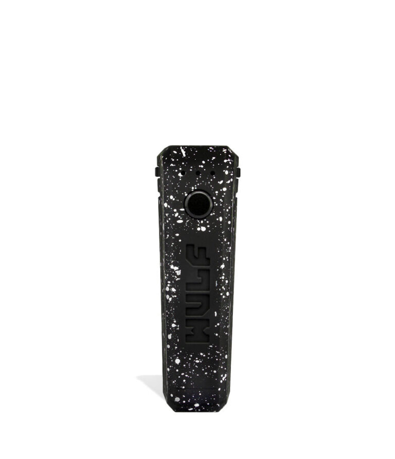 Black White Spatter Face Wulf Mods UNI Adjustable 510 Thread Battery on white studio background