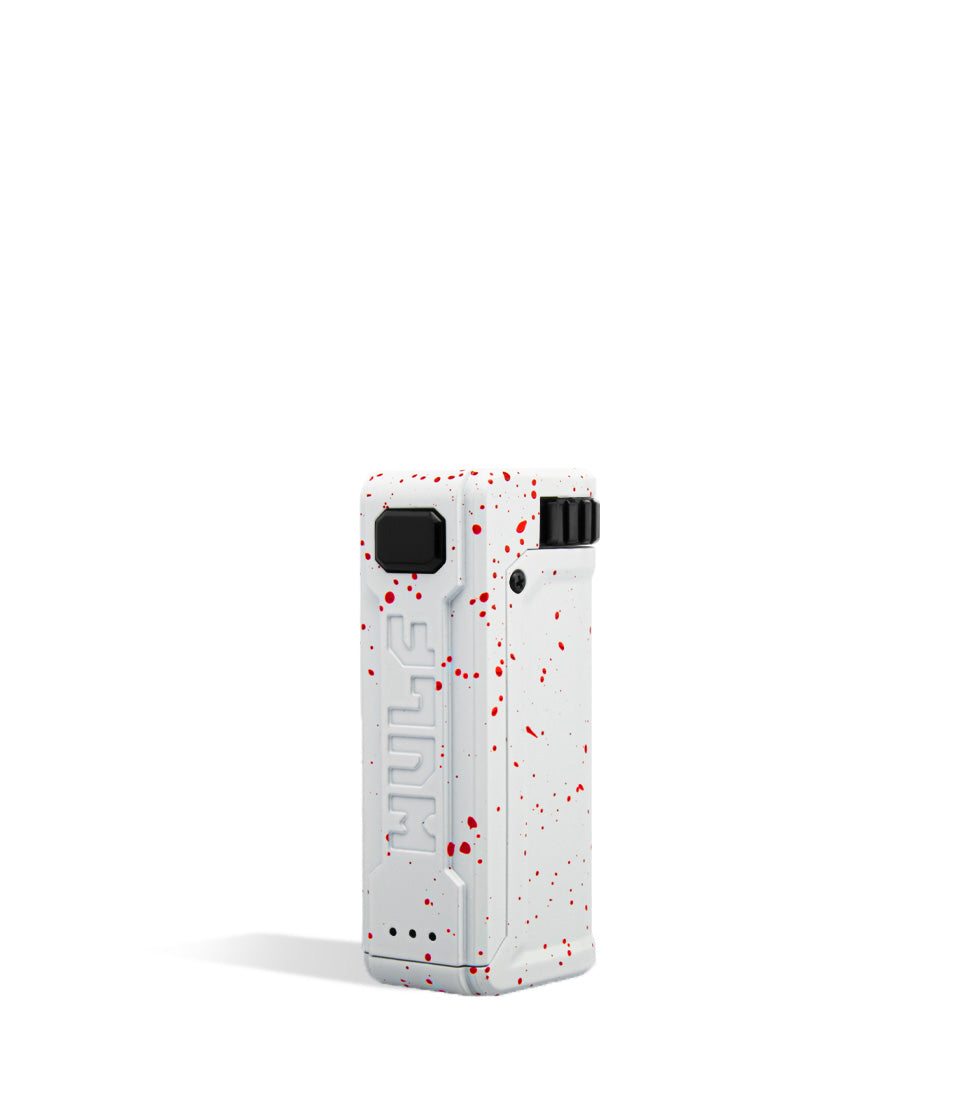 White Red Spatter side Wulf Mods UNI S Adjustable 510 Thread Battery on white background