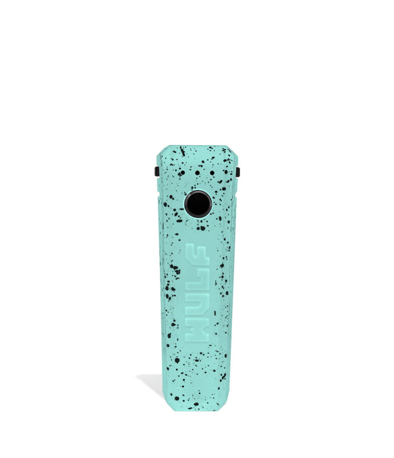 Teal Black Spatter Face Wulf Mods UNI Adjustable 510 Thread Battery on white studio background