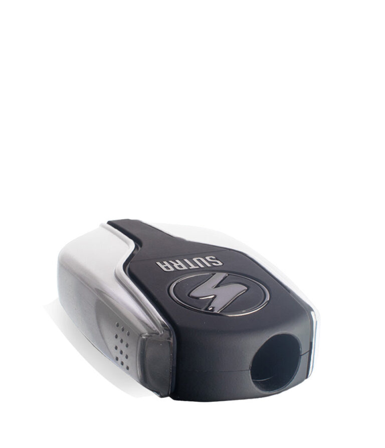 Top silver Sutra Vape Squeeze 510 Thread Battery on white studio color