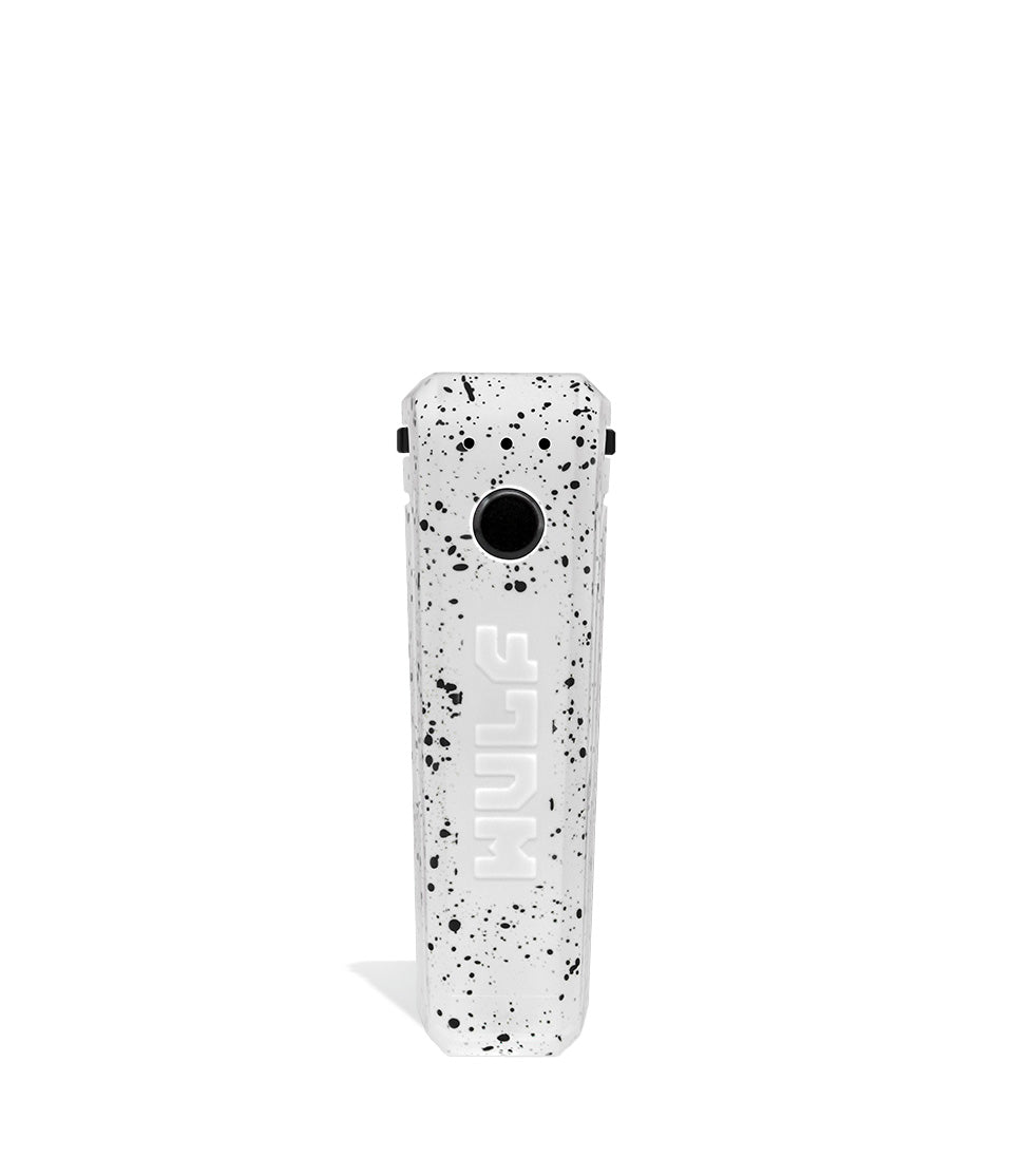 White Black Spatter Face Wulf Mods UNI Adjustable 510 Thread Battery on white studio background