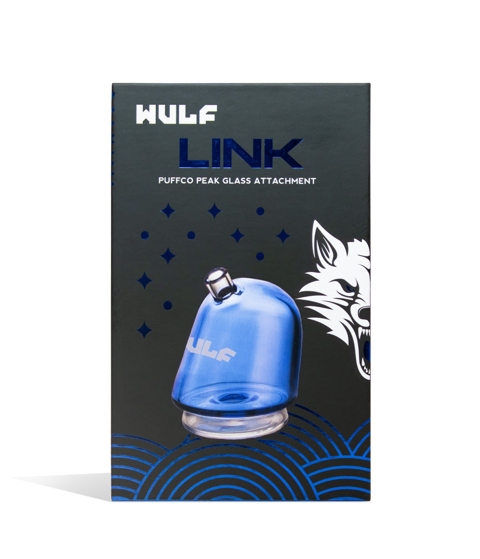 WULF Link Puffco Peak glass attachment retail box, blue edition