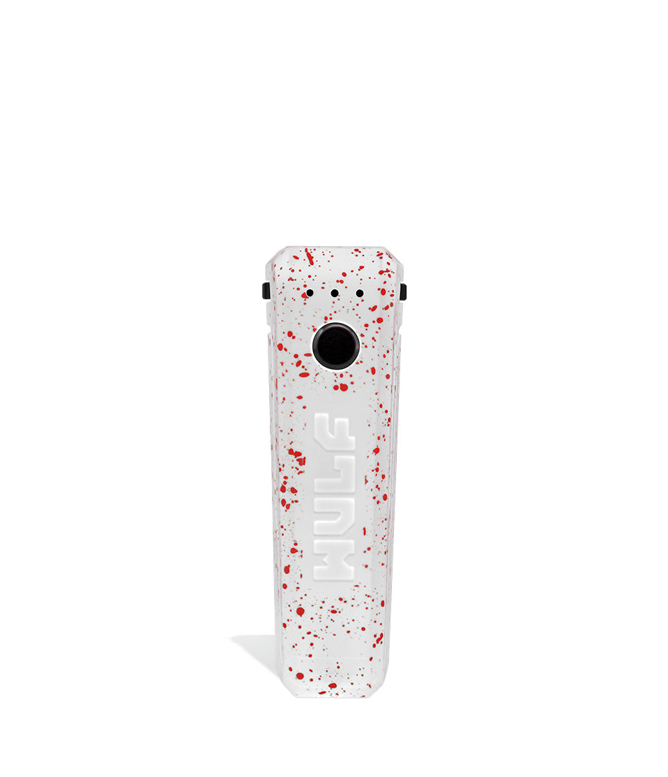 White Red Spatter Face Wulf Mods UNI Adjustable 510 Thread Battery on white studio background