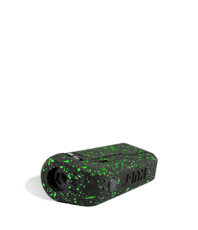 Black Green Spatter down view Wulf Mods UNI Adjustable 510 Thread Battery on white studio background