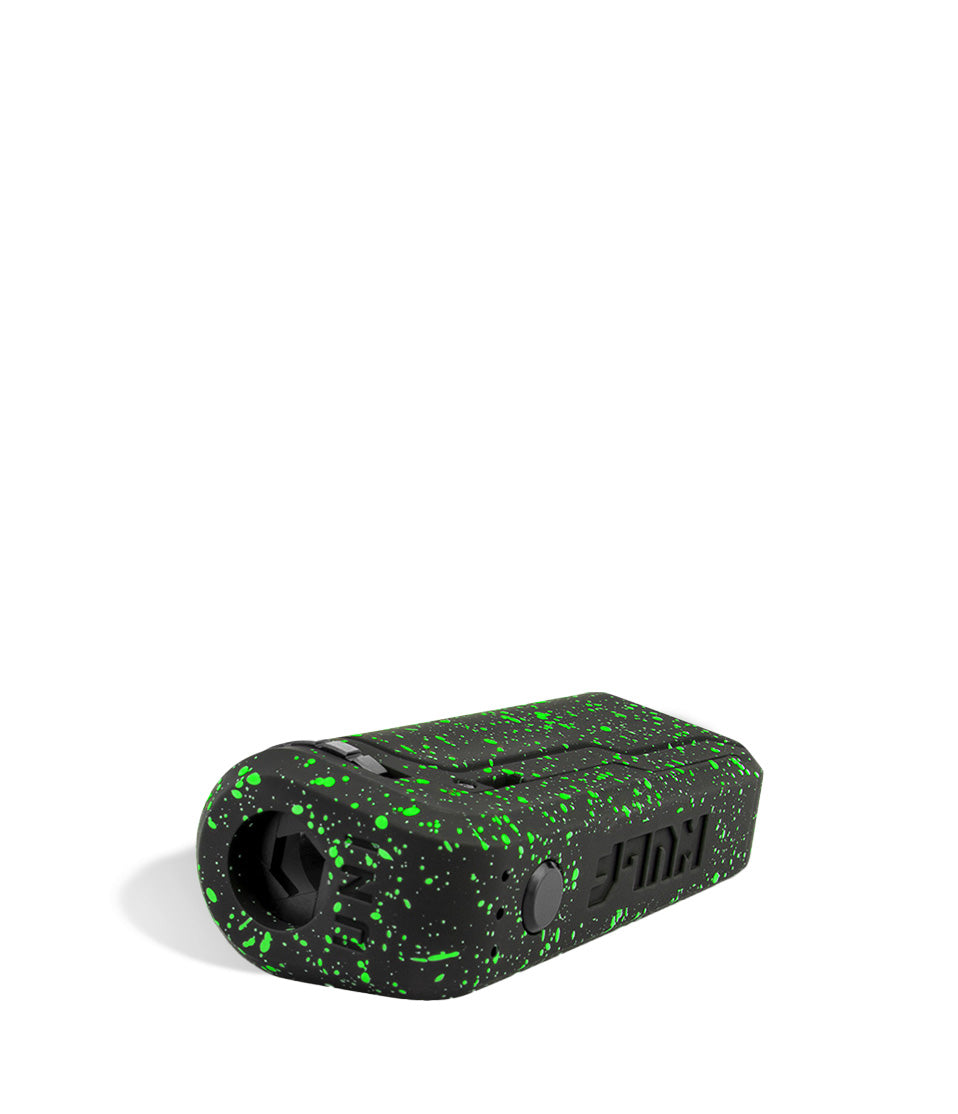 Black Green Spatter down view Wulf Mods UNI Adjustable 510 Thread Battery on white studio background