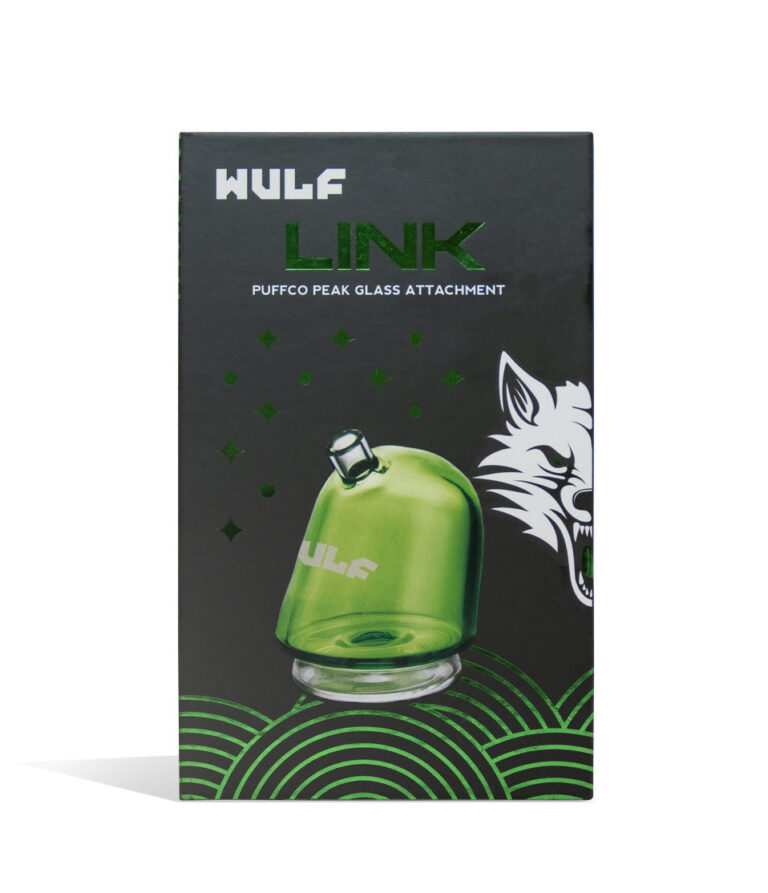 WULF Link Puffco Peak glass attachment retail box, green edition