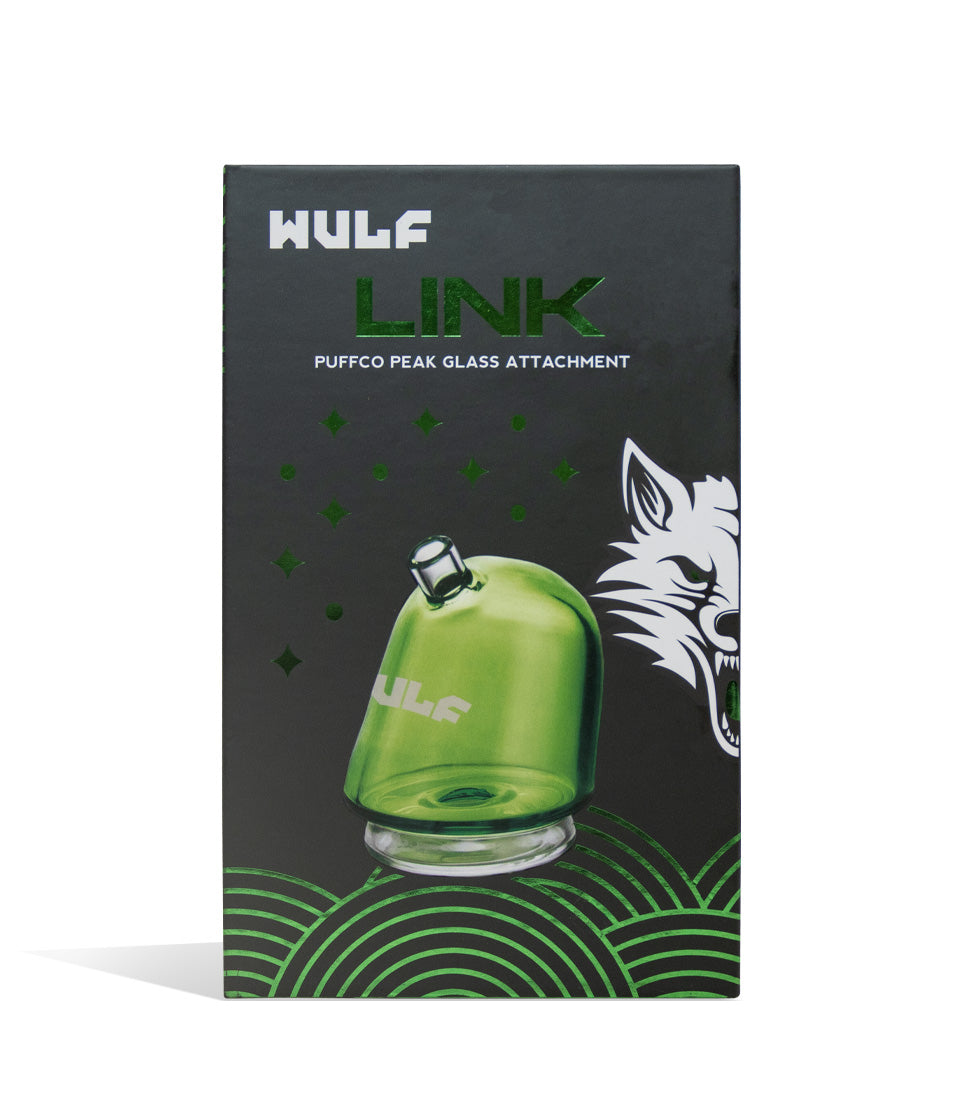 WULF Link Puffco Peak glass attachment retail box, green edition