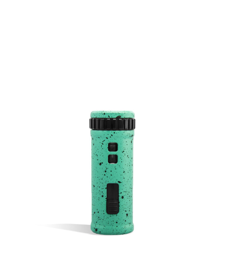 Teal Black Spatter back Wulf Mods UNI S Adjustable 510 Thread Battery on white background