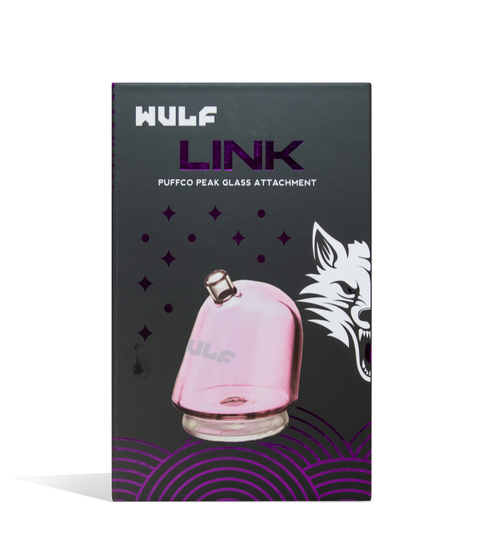 WULF Link Puffco Peak glass attachment retail box, pink edition
