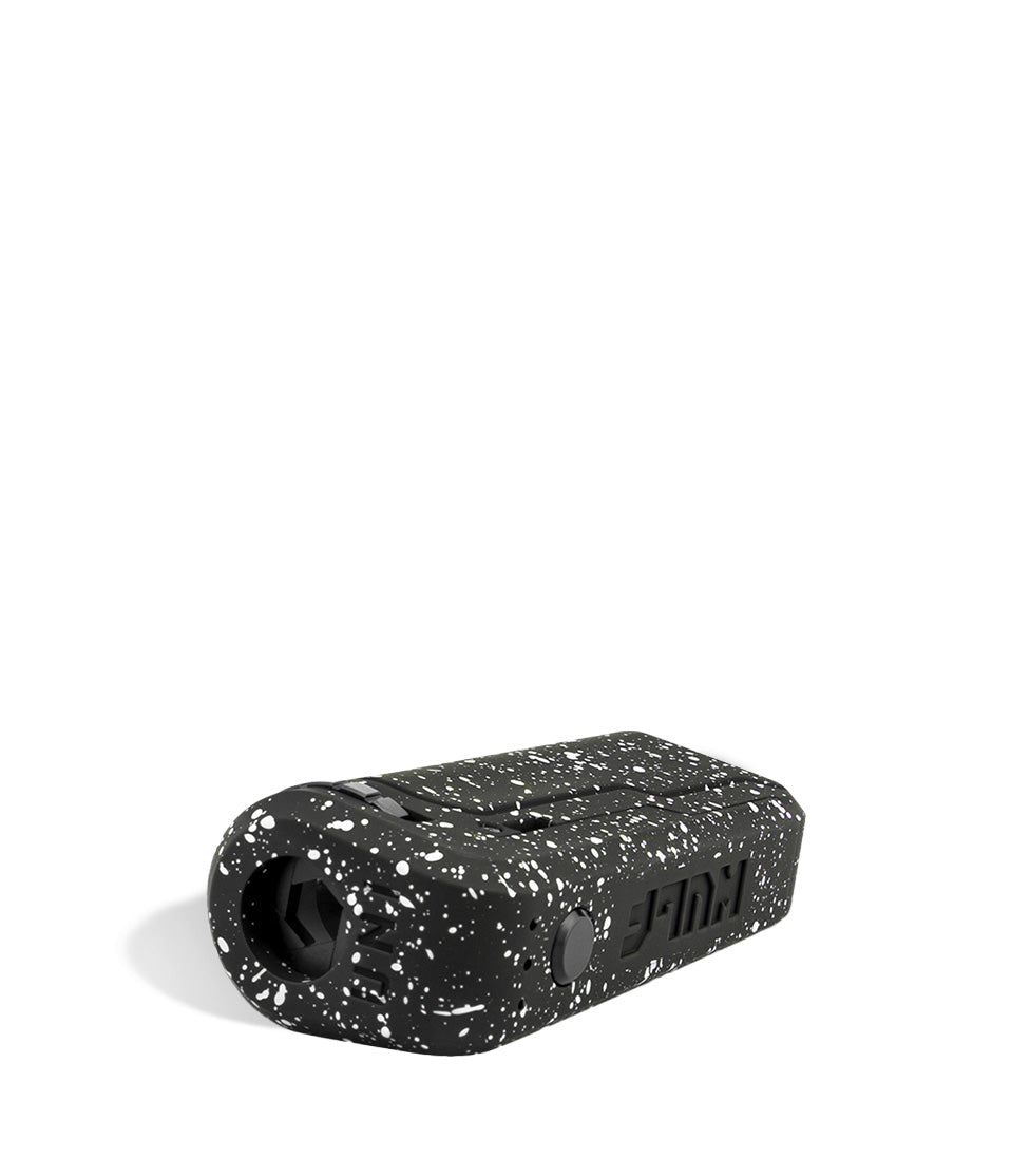 Black White Spatter down view Wulf Mods UNI Adjustable 510 Thread Battery on white studio background
