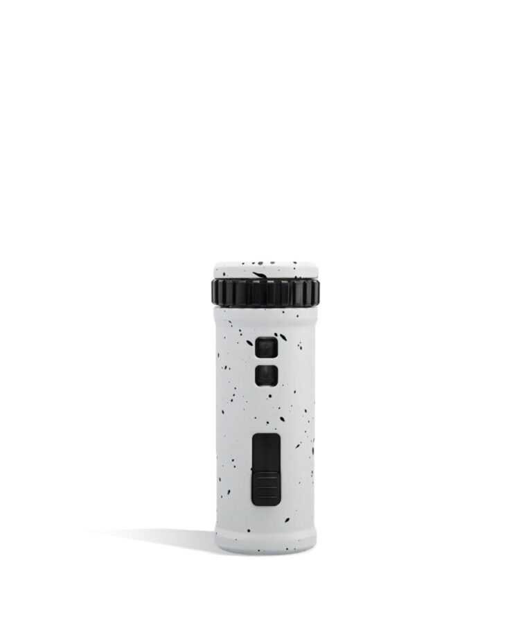 White Black Spatter back Wulf Mods UNI S Adjustable 510 Thread Battery on white background