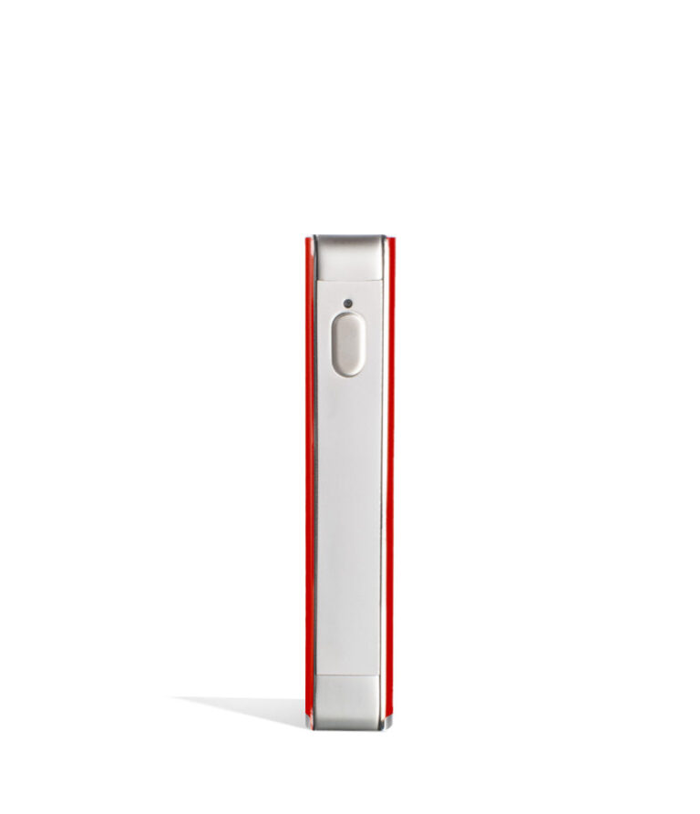 Red front Exxus Vape Snap VV 510 Thread Battery on white studio background