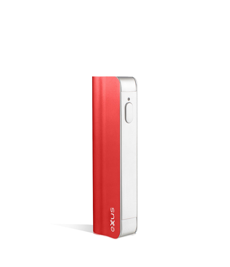 Red angle Exxus Vape Snap VV 510 Thread Battery on white studio background