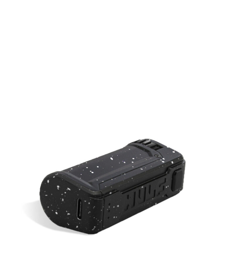Black White Spatter bottom Wulf Mods UNI S Adjustable 510 Thread Battery on white background