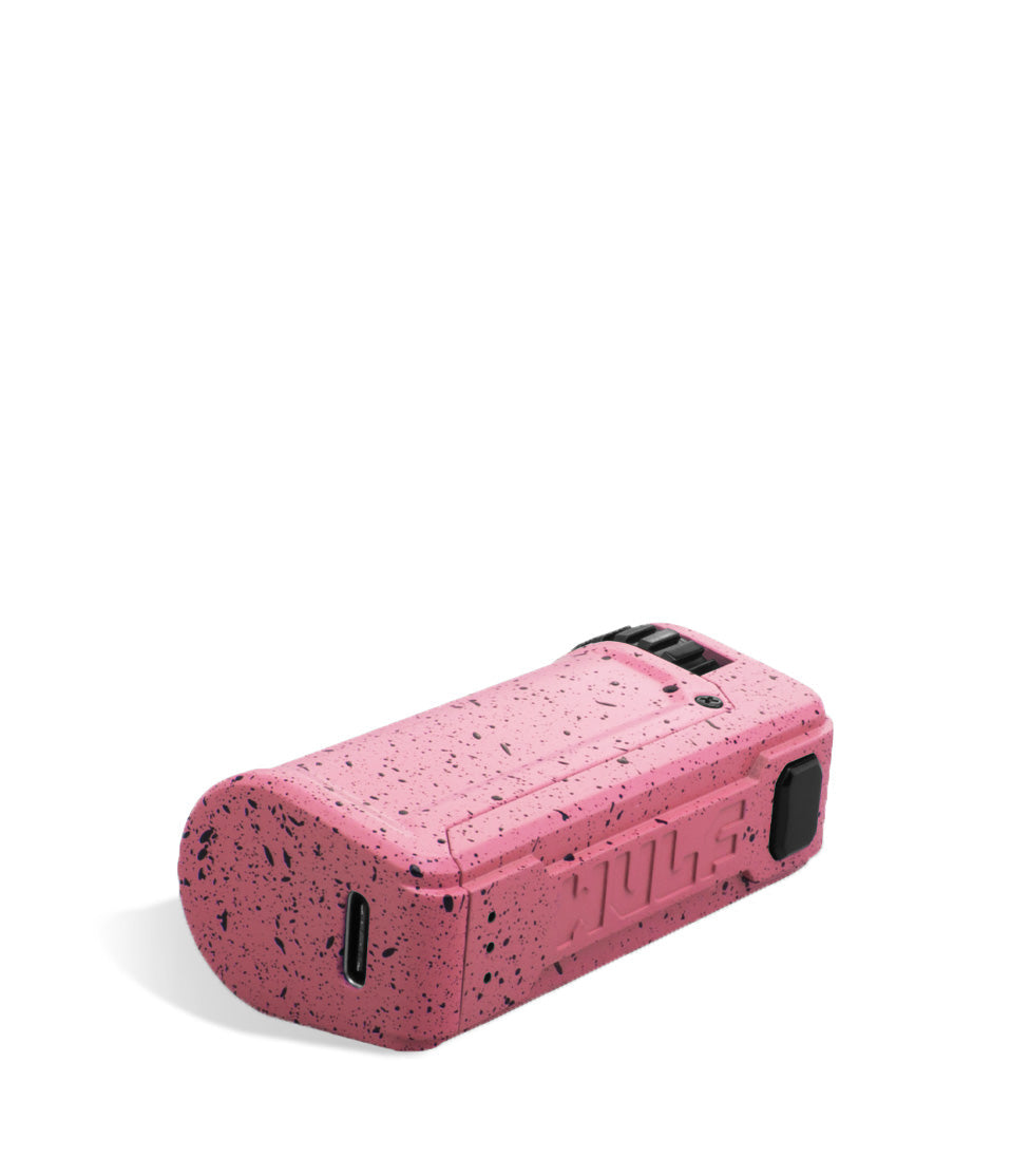 Pink Black Spatter bottom Wulf Mods UNI S Adjustable 510 Thread Battery on white background