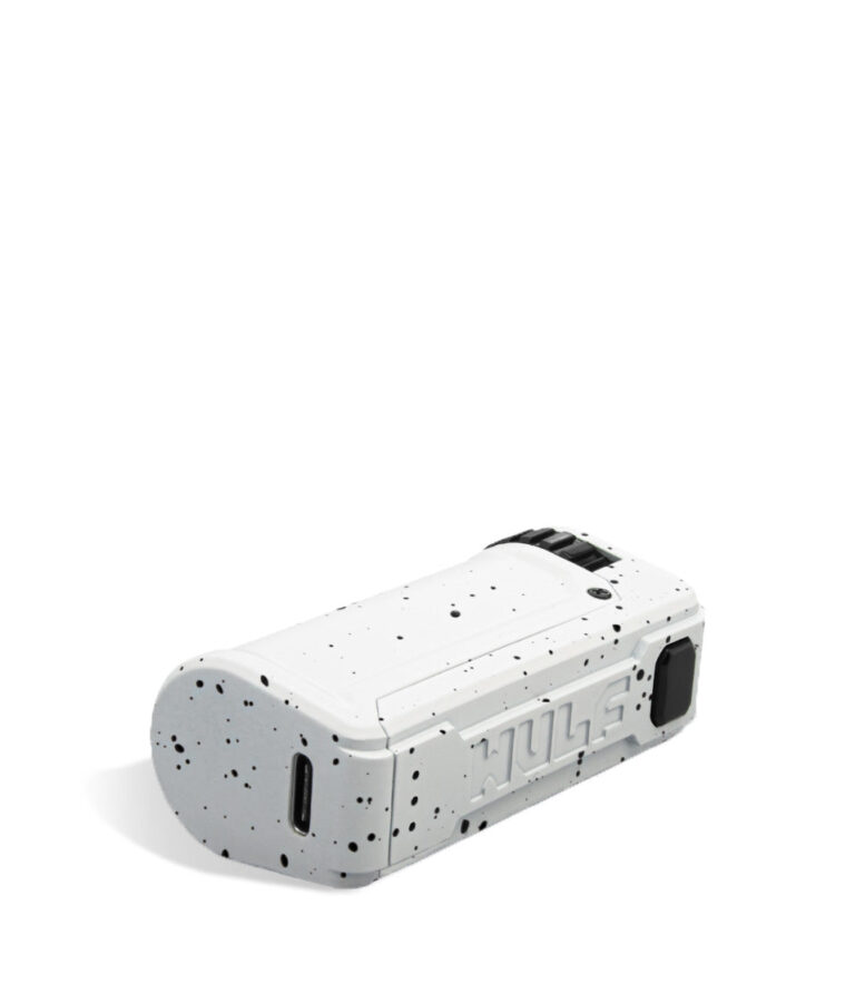 White Black Spatter bottom Wulf Mods UNI S Adjustable 510 Thread Battery on white background