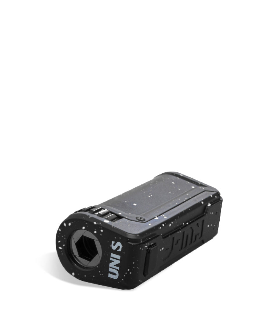 Black White Spatter Top Wulf Mods UNI S Adjustable 510 Thread Battery on white background