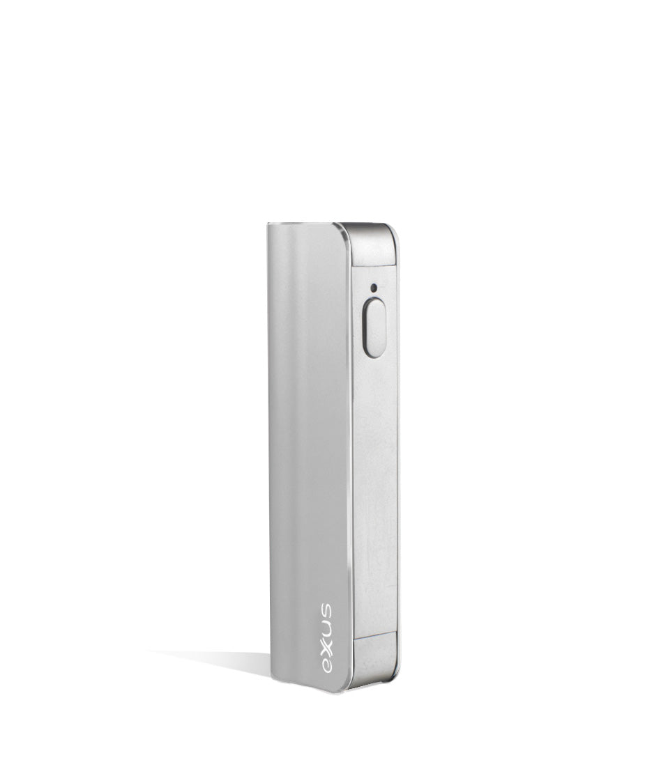 Silver angle Exxus Vape Snap VV 510 Thread Battery on white studio background