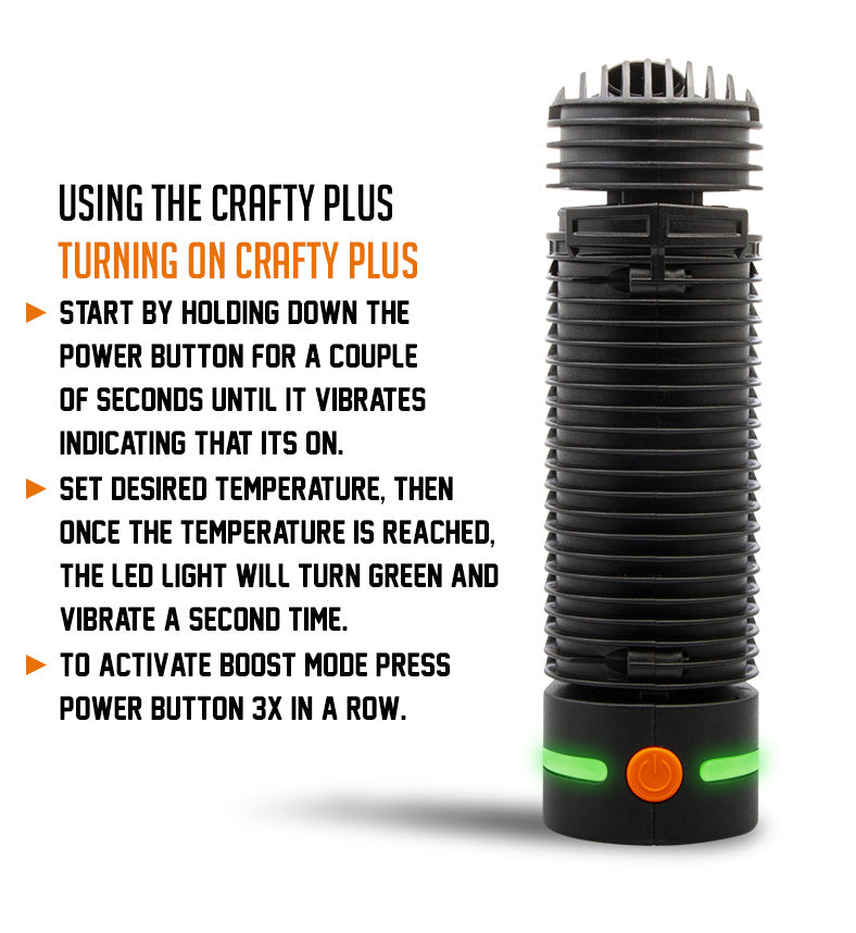 How To turn on the Storz and Bickel Crafty Plus on white background.