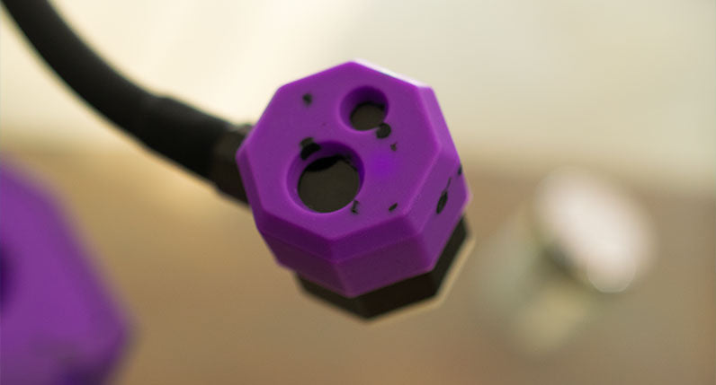 Close up of the purple sensor head on the WULF Dab Rite Pro