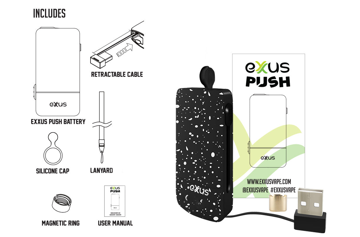 What's included with the Exxus Push on white background