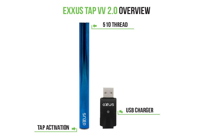 Overview on the Exxus Tap VV 2.0 on white background