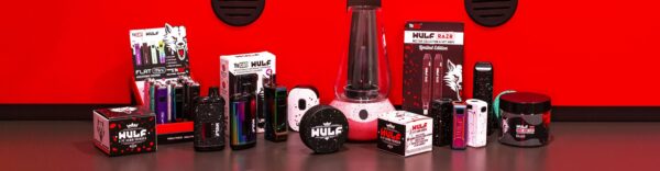Got Vape Retail Wulf Mods Collection standing on black display in front of red background