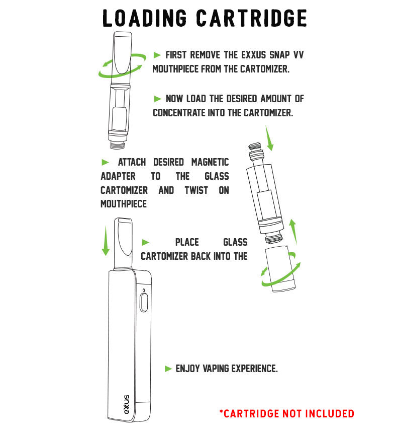 Loading cartridge on Exxus Snap VV on white background
