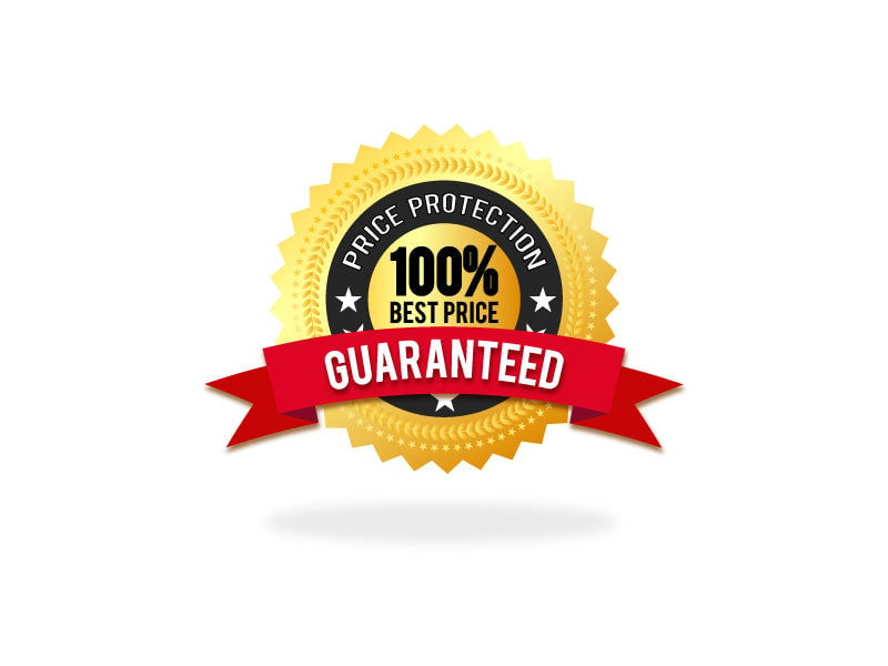 Gold Price Protection badge reading 100% Best Price with a red Guaranteed ribbon