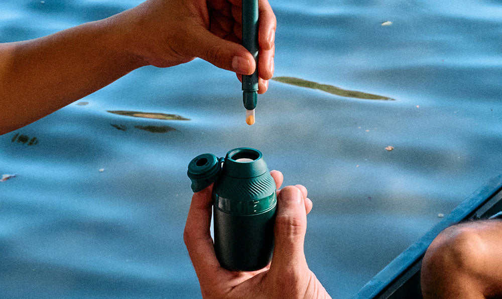 puffco pine collection demo with lake behind outdoors image