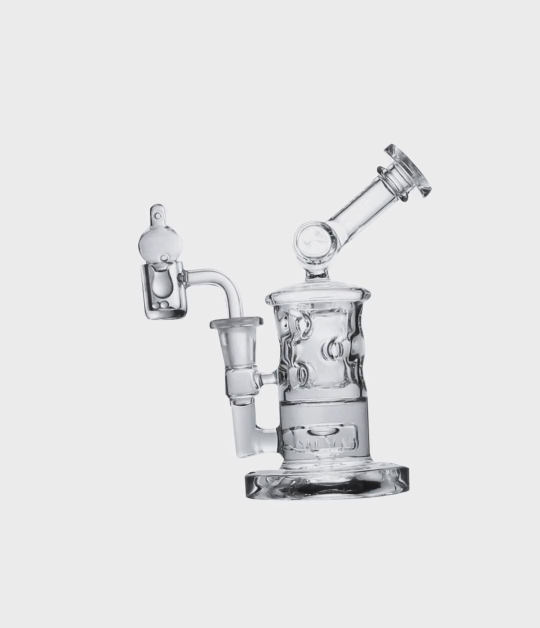 Wulf Mods Tyde 14mm Dab Rig with Quartz Banger Bubbling View on White Background [auto-mp4]