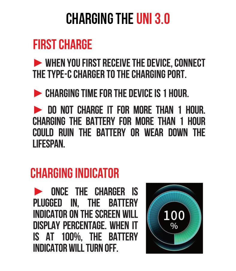 Charging the Wulf UNI 3.0 on white background