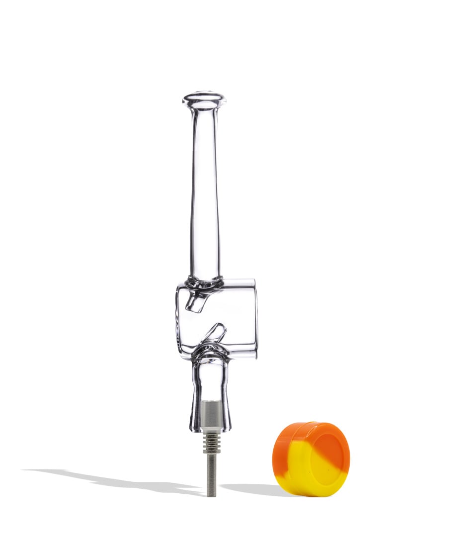 10mm Nectar Straw with orange Silicone Reclaim Jar side view on white background