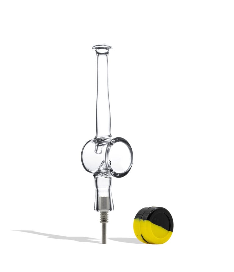10mm Nectar Straw with Silicone yellow black Reclaim Jar on white background