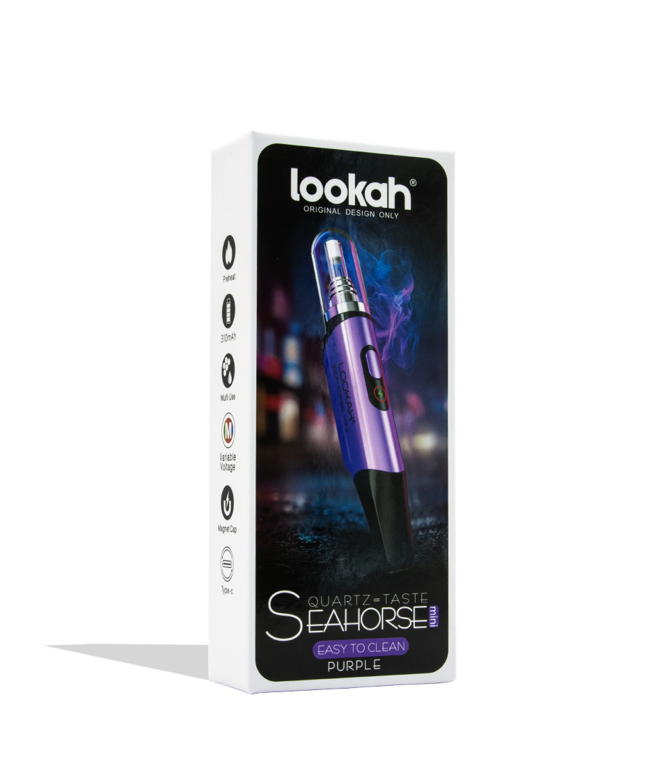 Lookah Seahorse Mini Electric Nectar Collector purple packaging on white background