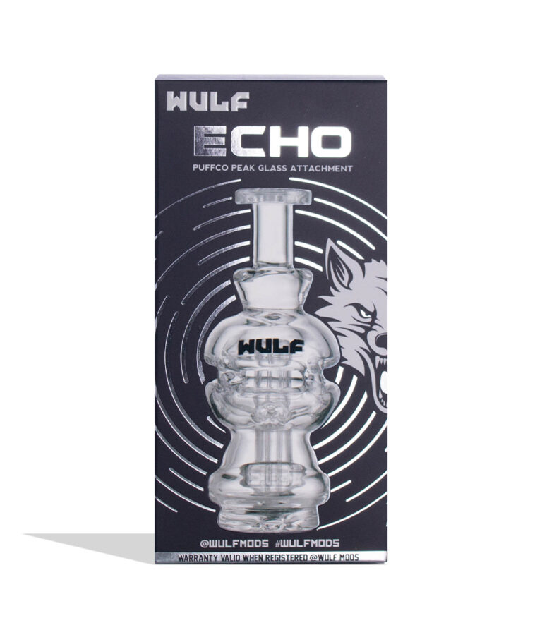 Clear Wulf Mods Echo Puffco Peak Top packaging front view on white background