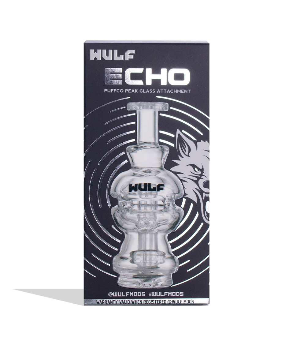 Clear Wulf Mods Echo Puffco Peak Top packaging front view on white background