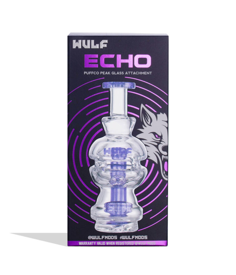 Purple Wulf Mods Echo Puffco Peak Top packaging front view on white background